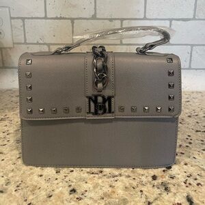NWT Badgley Mischka Gray Crossbody‎ Bag with Gunmetal Accents